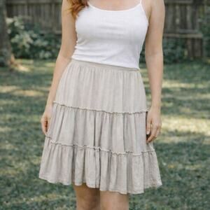 ENERGIE Ivory Tiered Ruffled Midi Skirt Size L NWT Earthy Boho Cottagecore Fairy